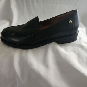 Easy Spirit Black Leather Slip-On Loafer with Gold Accent